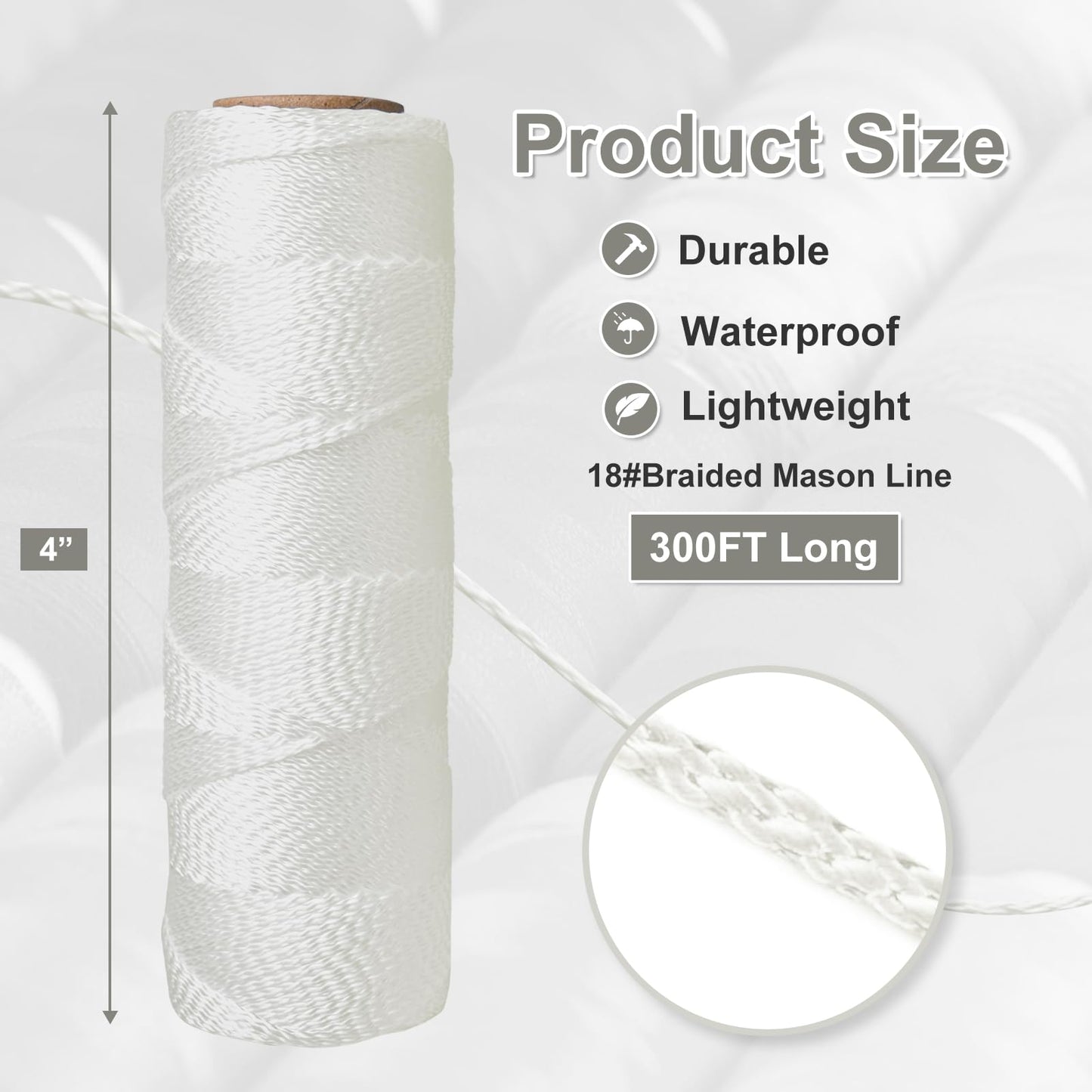 Mason Line String Line,300 Ft Length Nylon Twine,18 Braided Nylon String for Gardening Or Masonry Tools,Twine String for Gardening,Yellow