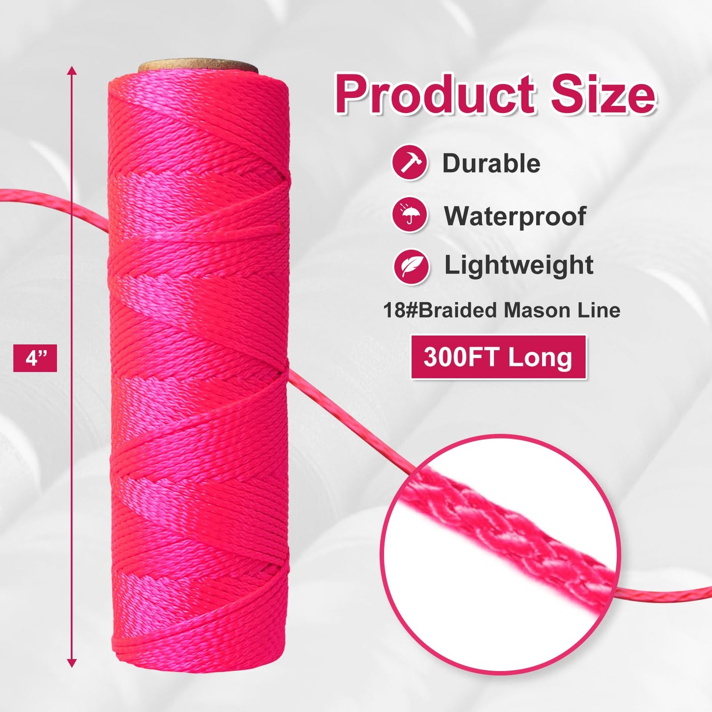 Mason Line String Line,300 Ft Length Nylon Twine,18 Braided Nylon String for Gardening Or Masonry Tools,Twine String for Gardening,Yellow