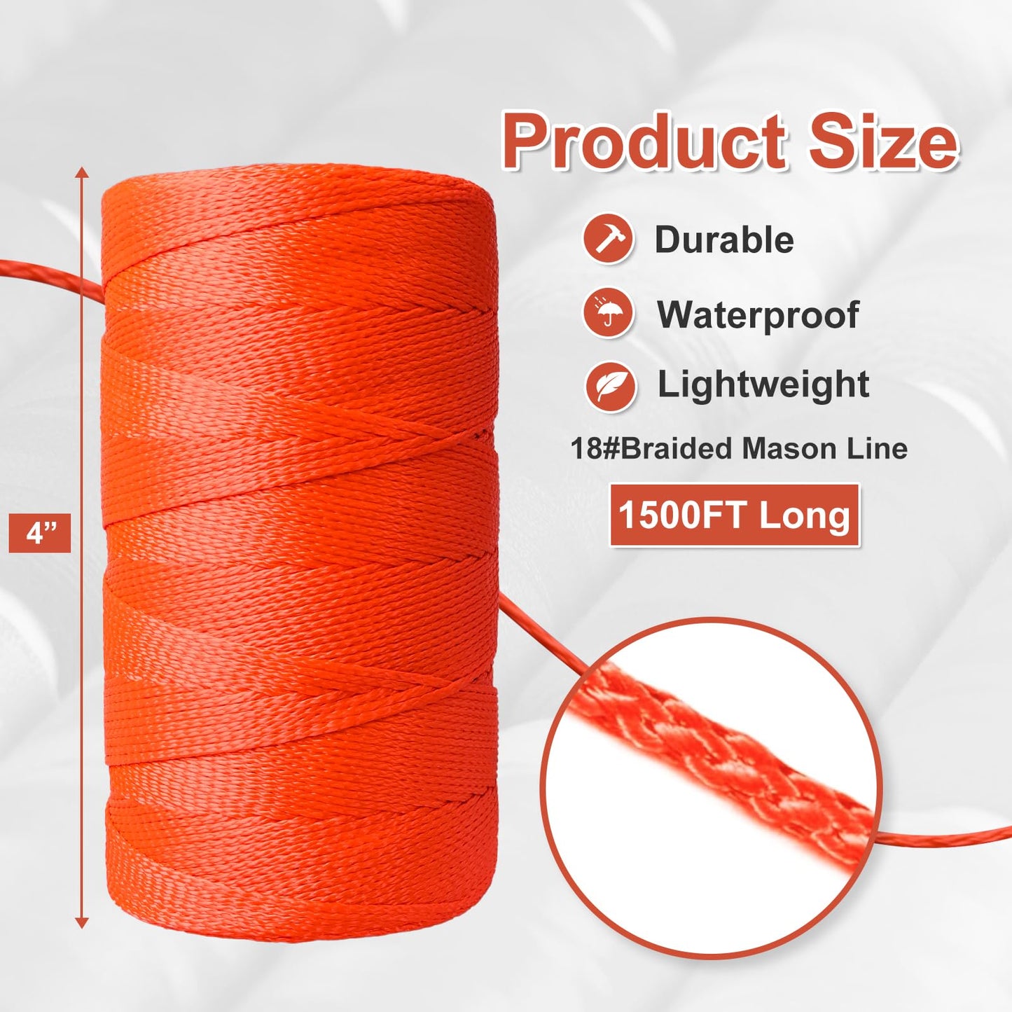Mason Line String Line,300 Ft Length Nylon Twine,18 Braided Nylon String for Gardening Or Masonry Tools,Twine String for Gardening,Yellow