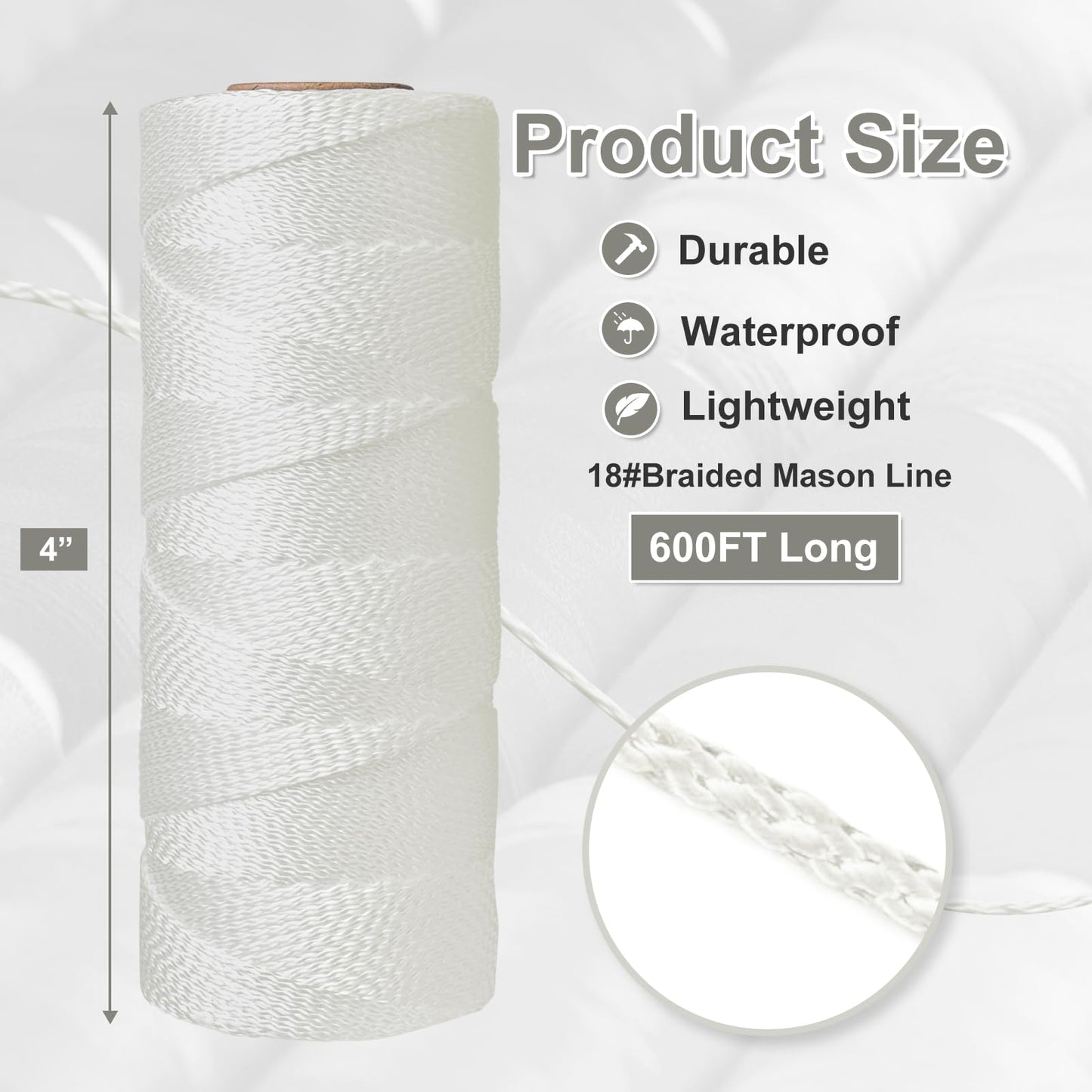 Mason Line String Line,300 Ft Length Nylon Twine,18 Braided Nylon String for Gardening Or Masonry Tools,Twine String for Gardening,Yellow