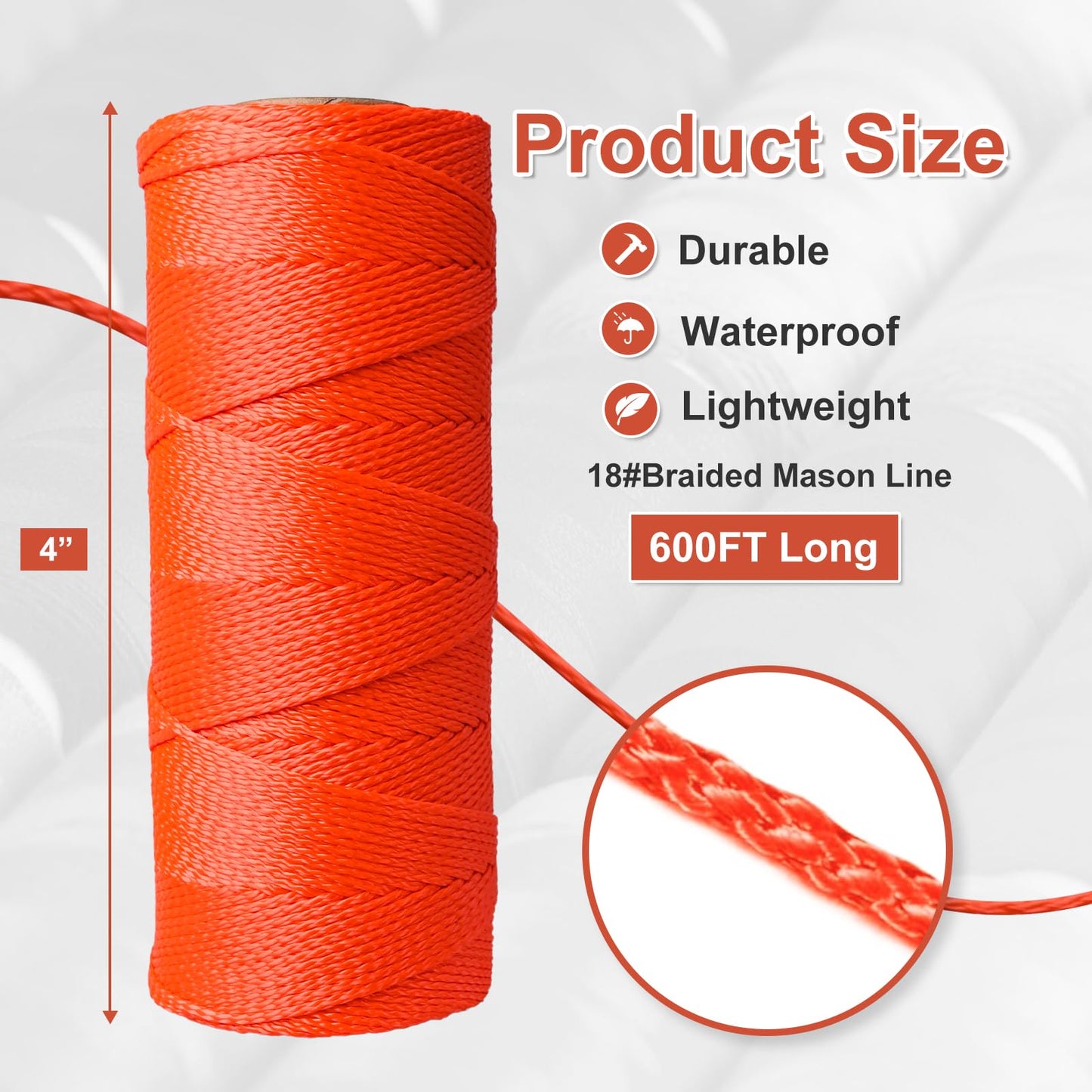 Mason Line String Line,300 Ft Length Nylon Twine,18 Braided Nylon String for Gardening Or Masonry Tools,Twine String for Gardening,Yellow