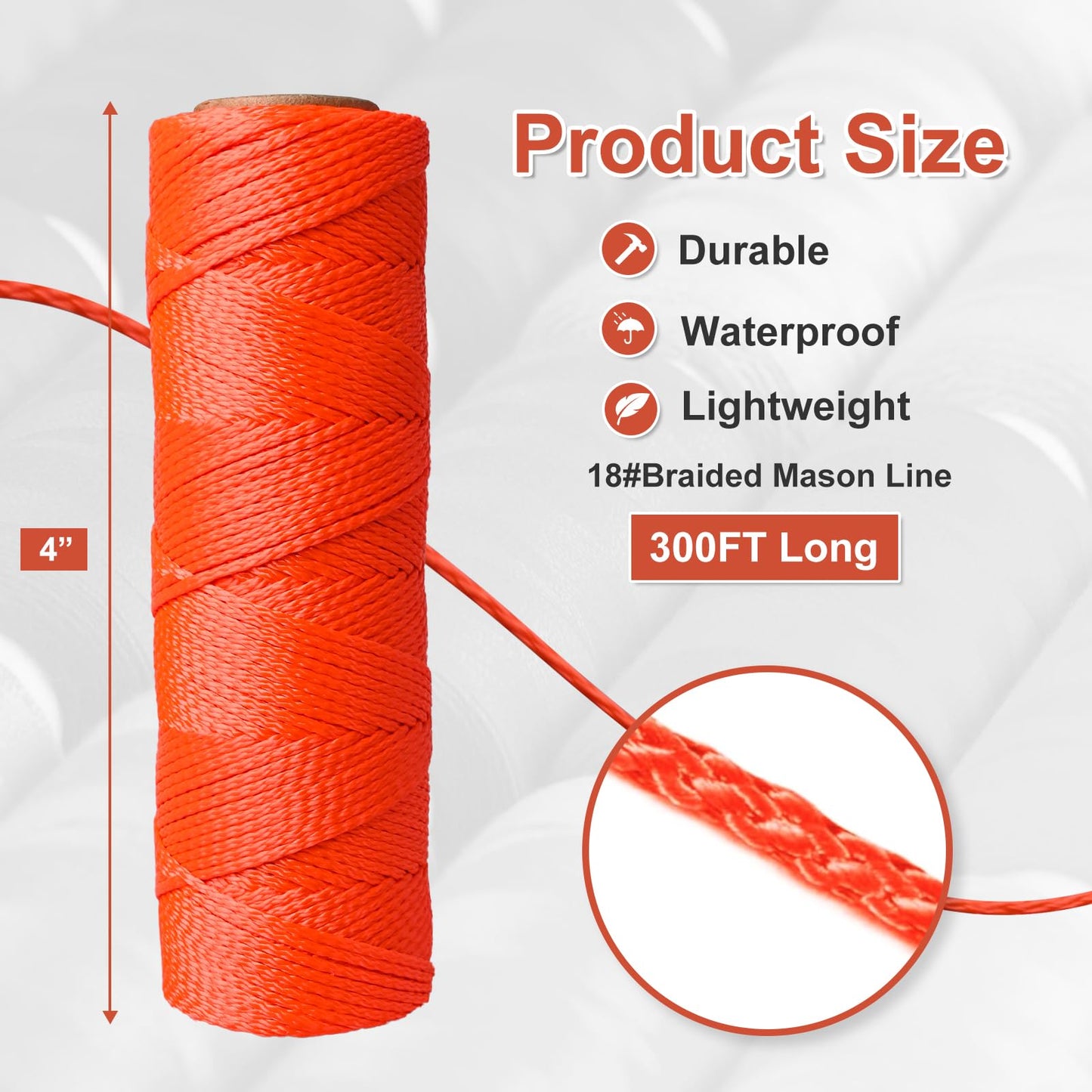 Mason Line String Line,300 Ft Length Nylon Twine,18 Braided Nylon String for Gardening Or Masonry Tools,Twine String for Gardening,Yellow