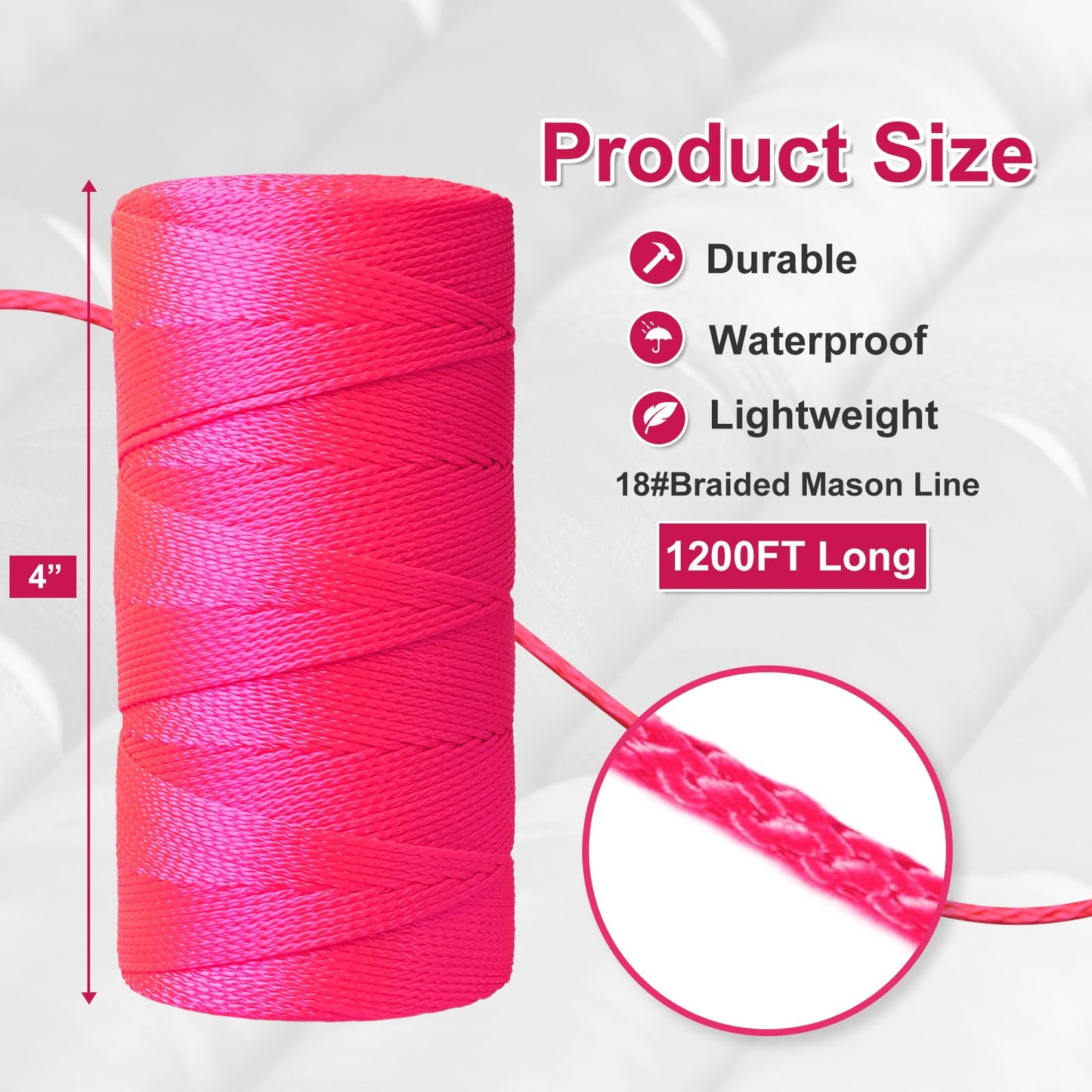 Mason Line String Line,300 Ft Length Nylon Twine,18 Braided Nylon String for Gardening Or Masonry Tools,Twine String for Gardening,Yellow
