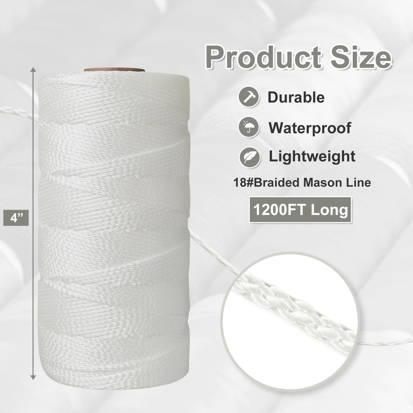 Mason Line String Line,300 Ft Length Nylon Twine,18 Braided Nylon String for Gardening Or Masonry Tools,Twine String for Gardening,Yellow