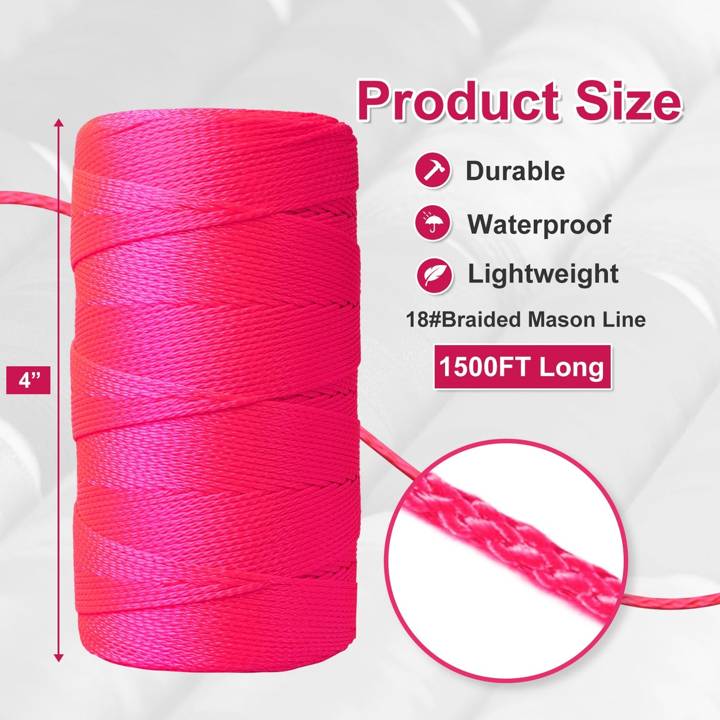 Mason Line String Line,300 Ft Length Nylon Twine,18 Braided Nylon String for Gardening Or Masonry Tools,Twine String for Gardening,Yellow