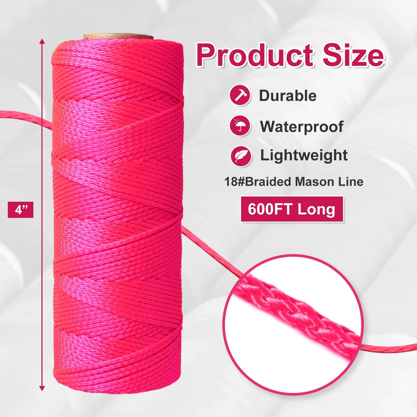 Mason Line String Line,300 Ft Length Nylon Twine,18 Braided Nylon String for Gardening Or Masonry Tools,Twine String for Gardening,Yellow