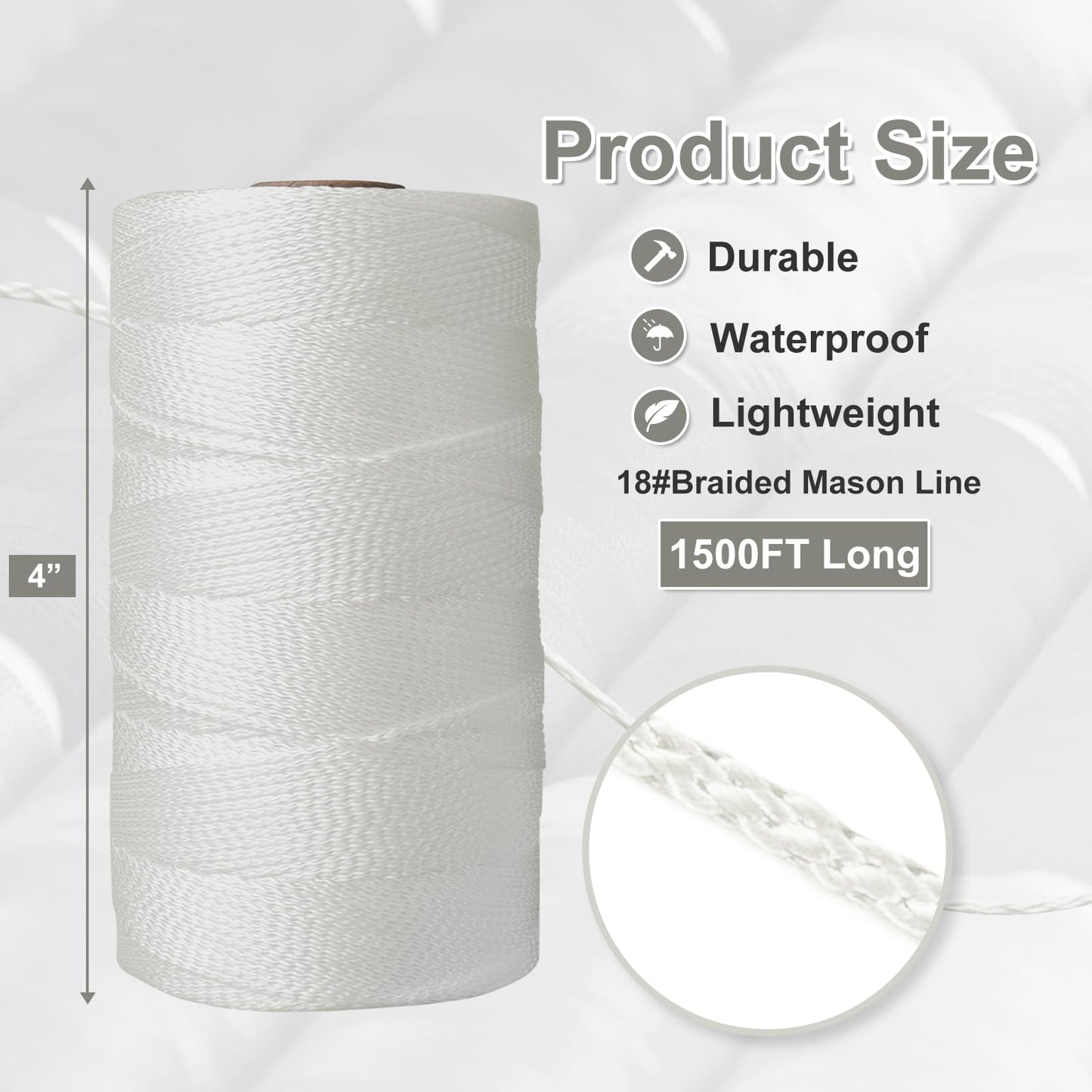 Mason Line String Line,300 Ft Length Nylon Twine,18 Braided Nylon String for Gardening Or Masonry Tools,Twine String for Gardening,Yellow