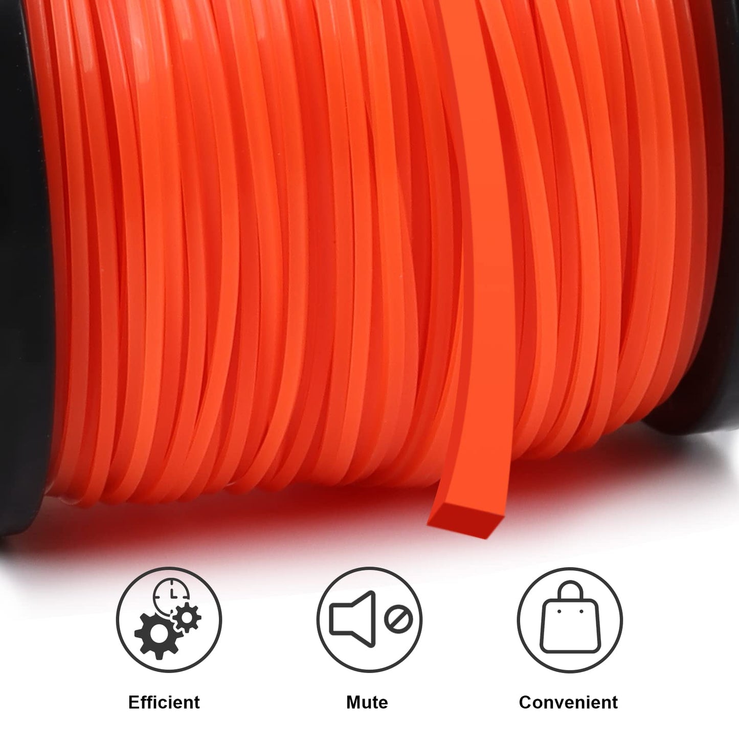 String Trimmer Line, Square Orange Heavy Duty Weed Eater String, Premium Nylon Universal 0.095" x 1.7LB, 330Foot