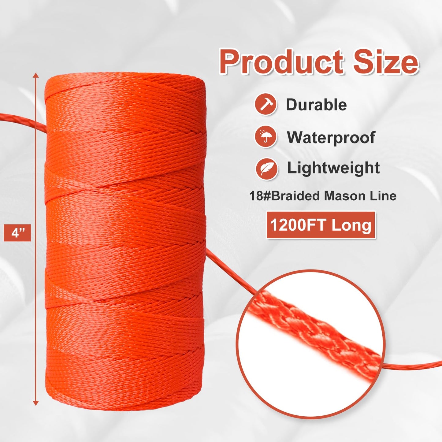 Mason Line String Line,300 Ft Length Nylon Twine,18 Braided Nylon String for Gardening Or Masonry Tools,Twine String for Gardening,Yellow